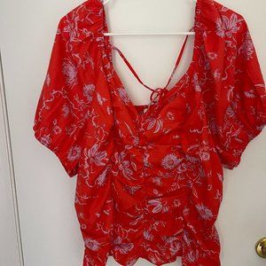 NWOT Ava & Viv Red and Pink Crop Top